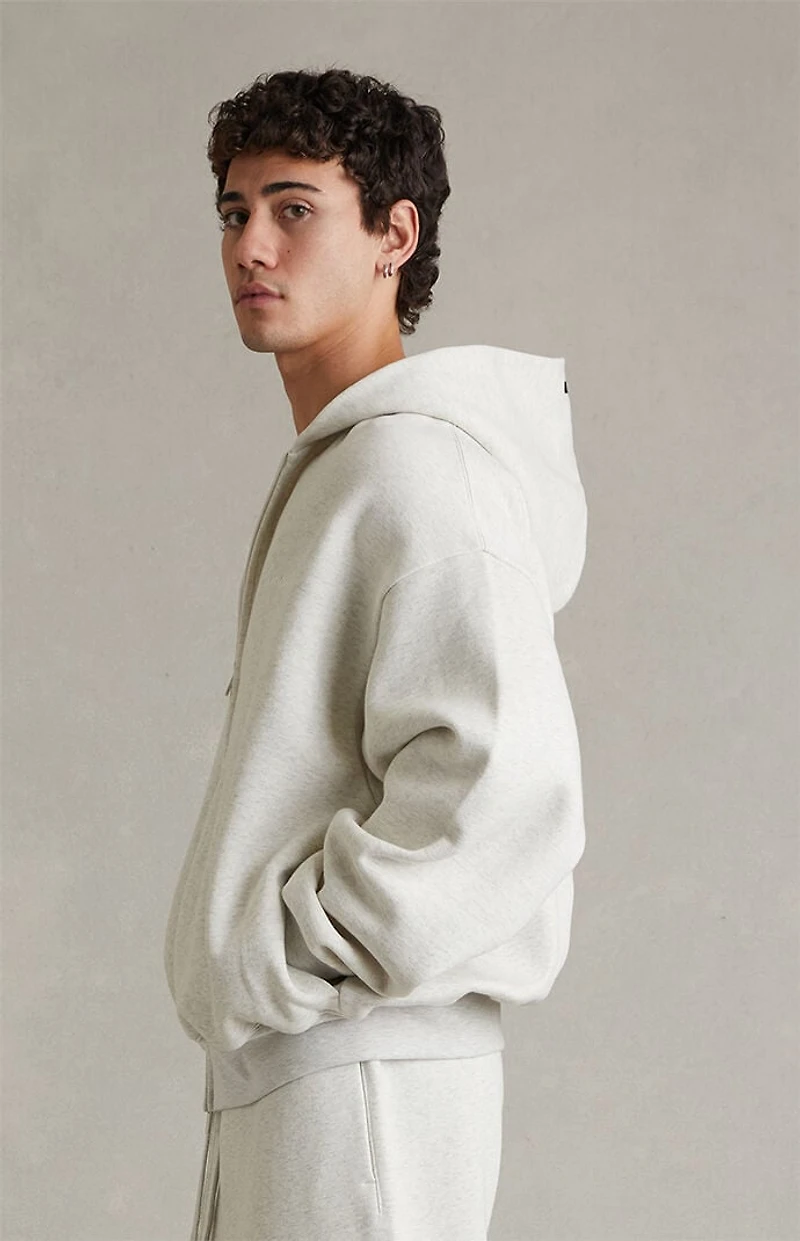 Fear of God ESSENTIALS Oatmeal Heather Signature Classic Full Zip Hoodie
