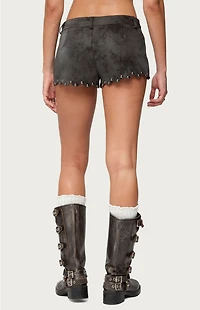 Edikted Zarina Studded Faux Suede Shorts