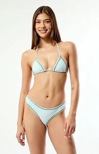 Pacsun Gingham Summer Crochet Trim Triangle Bikini Top