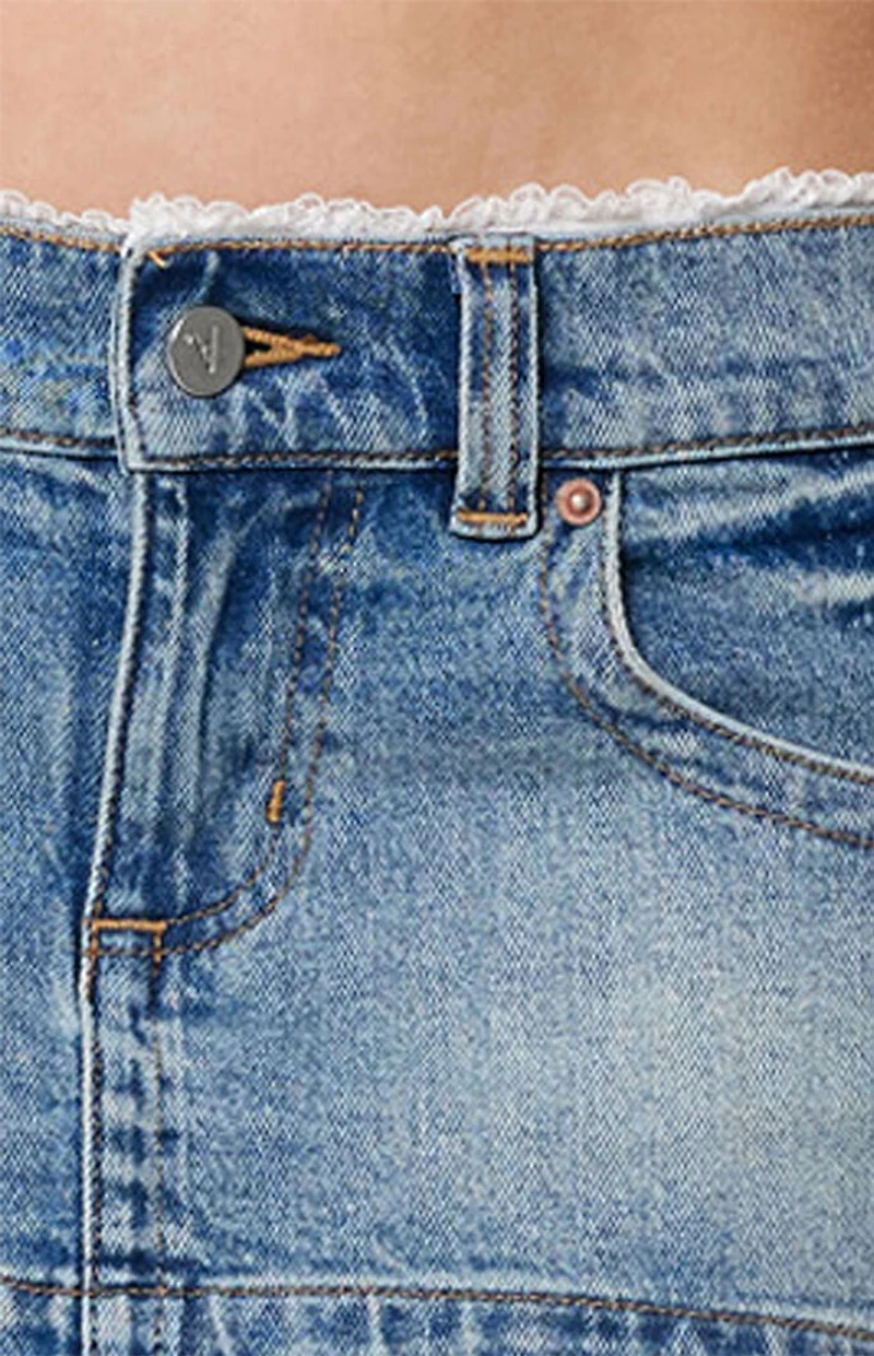 ABRAND Selena Lace 00 Super Low Denim Mini Skirt