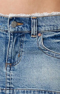 ABRAND Selena Lace 00 Super Low Denim Mini Skirt