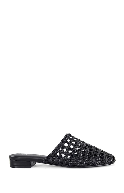 AZALEA WANG Women's Kismet Black Woven Flat Mules