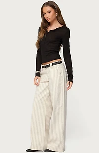 Edikted Nettie Ribbed Henley Top