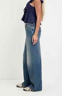 Pacsun Casey Low Rise Baggy Jeans Dark Blue Washed