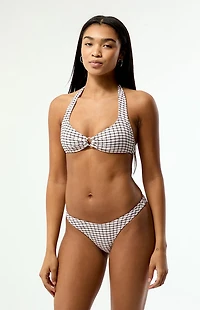 Third Charm Black & Pink Plaid Jade High Cut Bikini Bottom