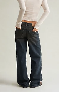Pacsun Casey Low Rise Baggy Contrast Stitch Dark Blue