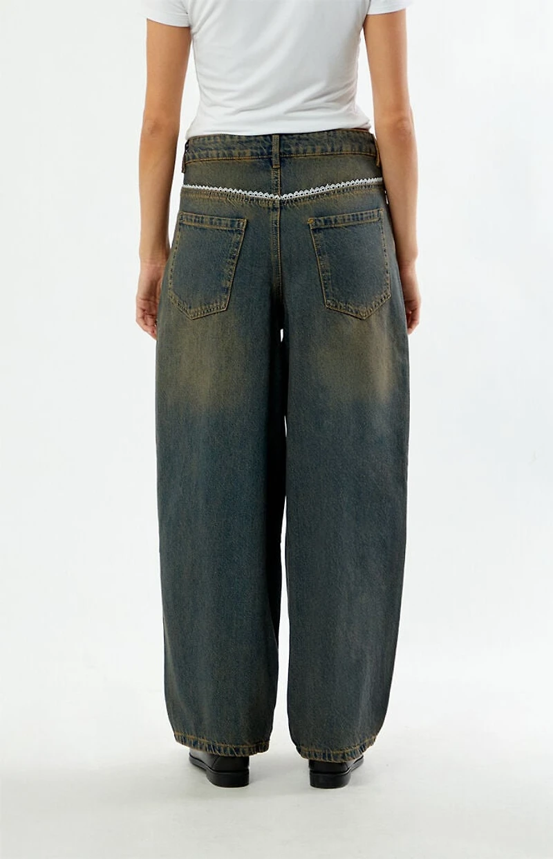 Daisy Street Dark Blue Tinted Evie Barrel Jeans