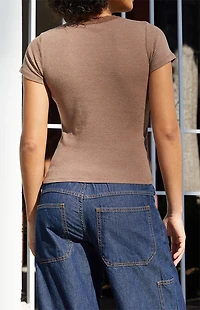 John Galt Brown Striped Hailie Short Sleeve Top