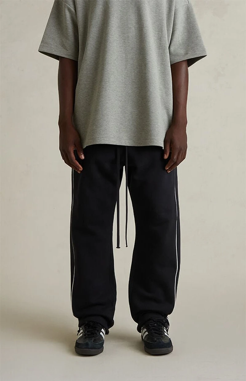 Fear of God ESSENTIALS Jet Black & Cloud White Relaxed Fleece Sweatpants