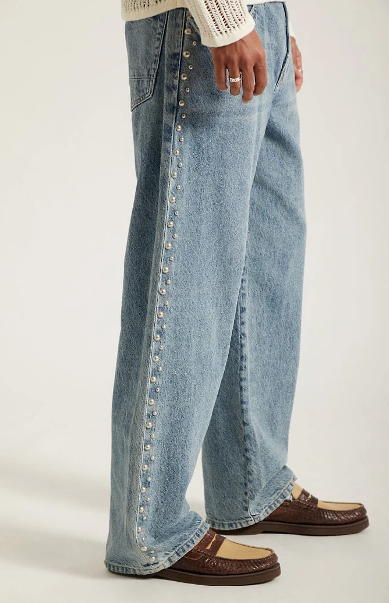 Pacsun Dylan Baggy Jeans Studded Medium Blue