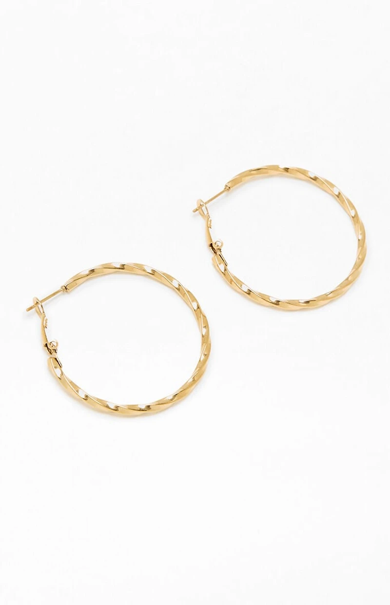 Pacsun Gold Stainless Steel Twisted Hoop Earrings