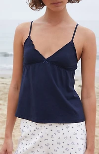 John Galt Navy Tiffany Bow Tank Top