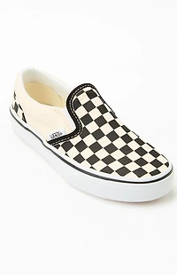 Vans Kids White & Black Checker Classic Slip-On Shoes