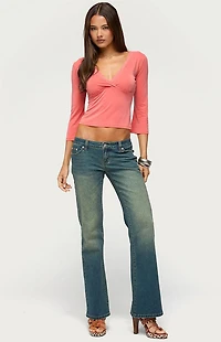 Edikted Mar V Neck Quarter Sleeve Top