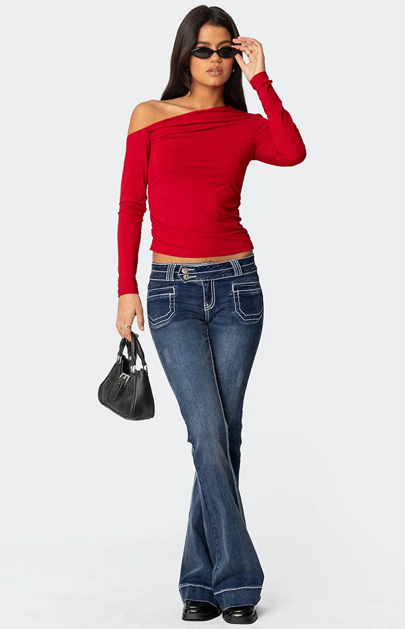 Edikted Ronnie Asymmetric Long Sleeve Top