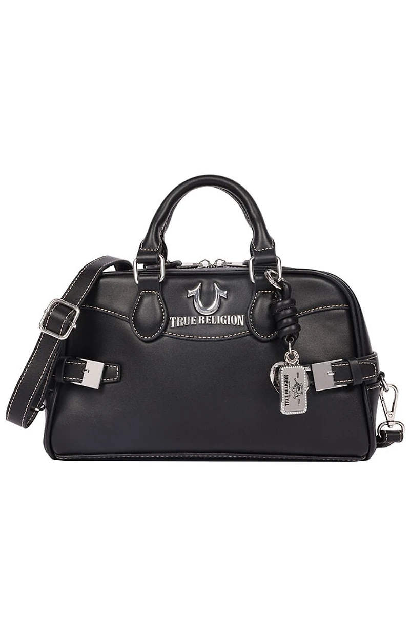 True Religion Black Brooks Smooth Belted Sachel bag
