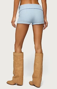 Edikted Iyara Textured Knit Foldoover Micro Shorts