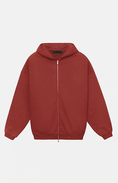 Fear of God ESSENTIALS Crimson Heavy Fleece Full Zip Hoodie
