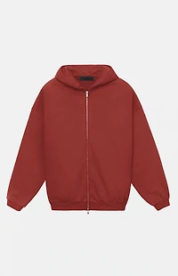 Fear of God ESSENTIALS Crimson Heavy Fleece Full Zip Hoodie