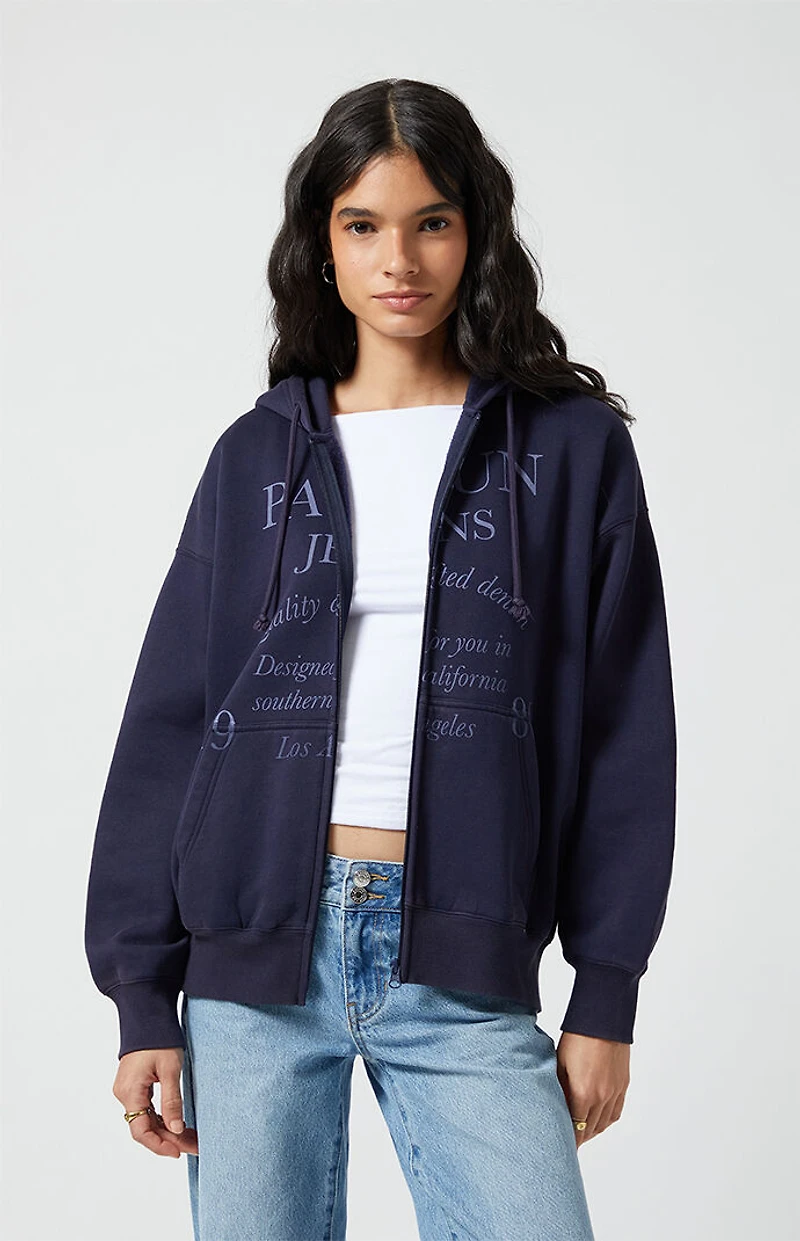 Pacsun Pac Jeans Vintage Wash Zip Up Hoodie