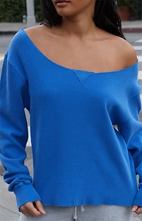 John Galt Electric Blue Stelle Off-The-Shoulder Sweatshirt