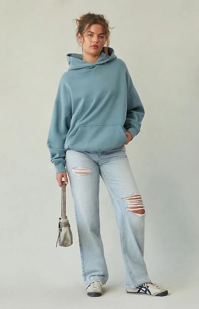Pacsun Jordyn Low Rise Straight Leg Jeans Ripped Light Indigo
