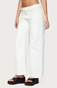 Edikted Buckle Low Rise Straight Leg Pants