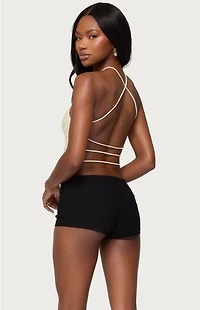 Edikted Kalana Crisscross Backless Fringed Top
