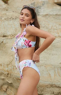 Cupshe Vintage Rose High Waisted Ruffled Cheeky Bikini Bottom