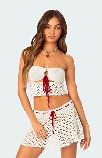 Edikted Jaslene Strapless Crochet Tube Top