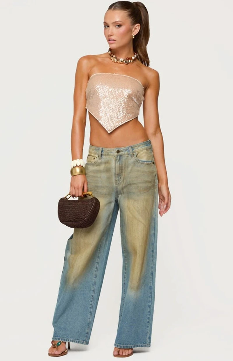 Edikted Sequin Backless Triangle Top