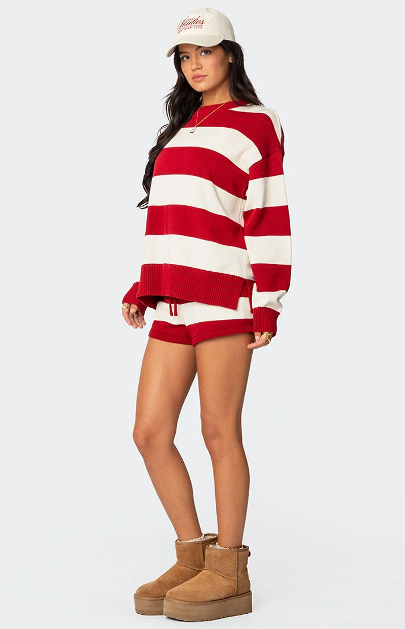Edikted Riley Striped Knit Shorts