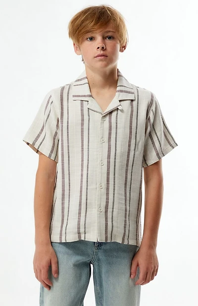 Pacsun Kids Brown Striped Textured Camp Shirt