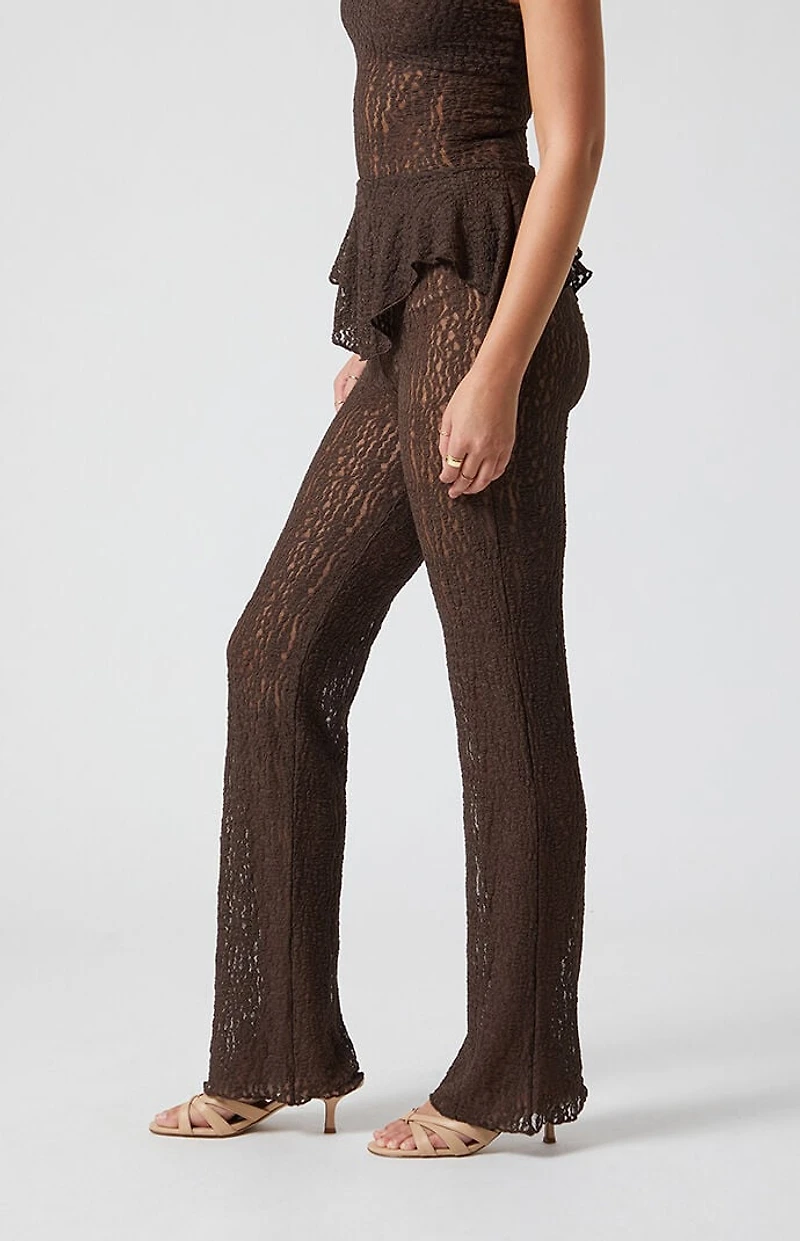 Beverly and Beck Sheer Lace Flare Pants