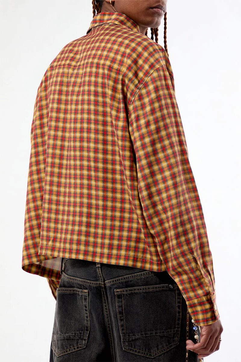 Pacsun Rains Orange Plaid Long Sleeve Shirt