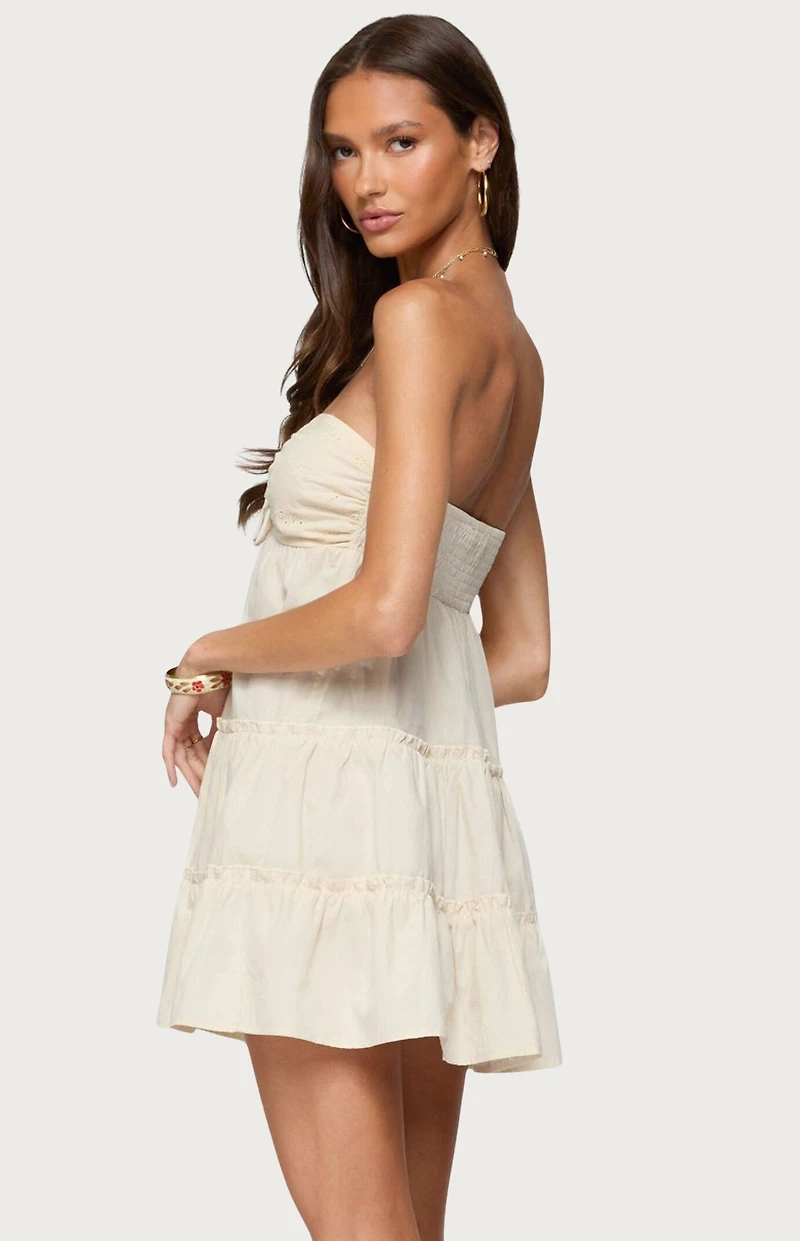 Edikted Safie Strapless Tiered Mini Dress