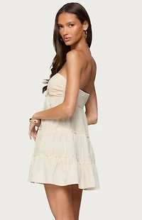 Edikted Safie Strapless Tiered Mini Dress