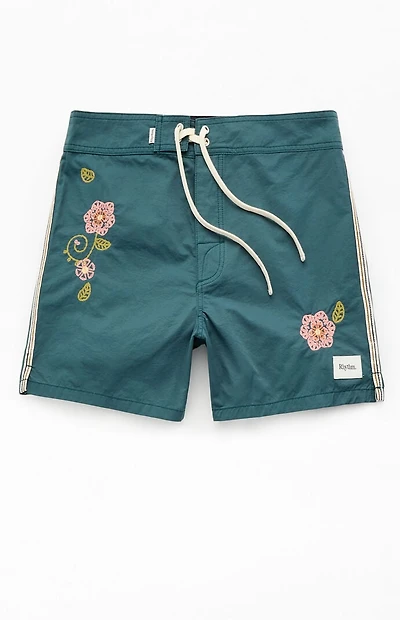 Rhythm Slate Blue Heritage Flower 7" Boardshorts