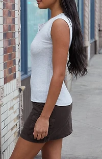 John Galt Silver Short Sleeve Henley Top