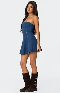 Edikted Fara Strapless Denim Mini Dress