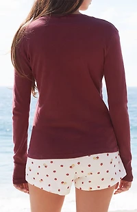 John Galt Burgundy Ainsley Long Sleeve Top