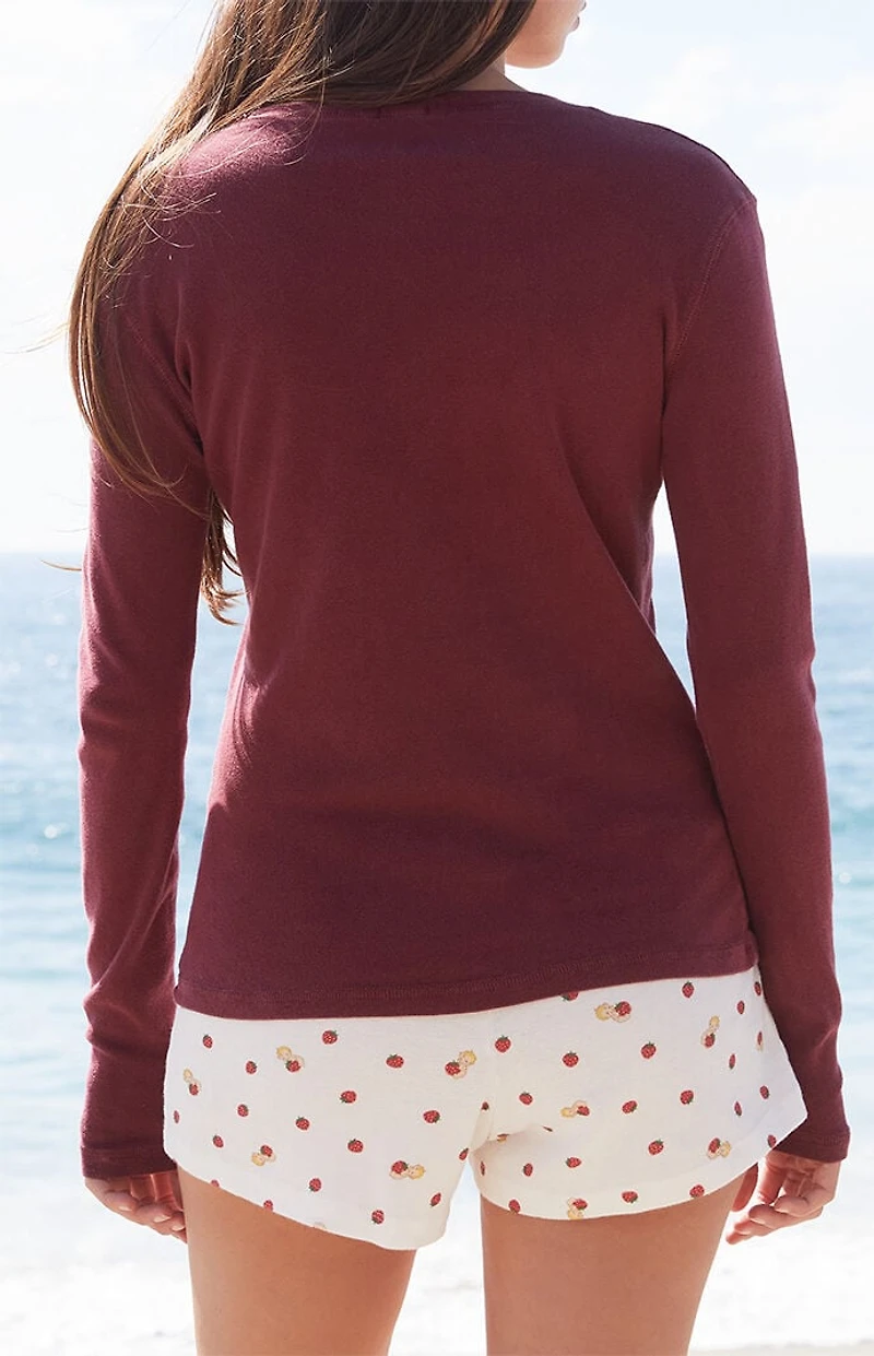 John Galt Burgundy Ainsley Long Sleeve Top