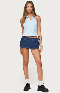 Edikted Giselle Wrap Denim Mini Skort