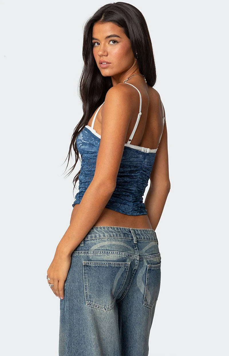 Edikted Eleanor Bra Detail Sheer Lace Top