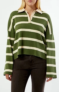 Rhythm Striped Rugby Polo Knit Sweater