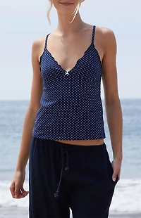 John Galt Blue Polka Dot Tiffany Tank Top