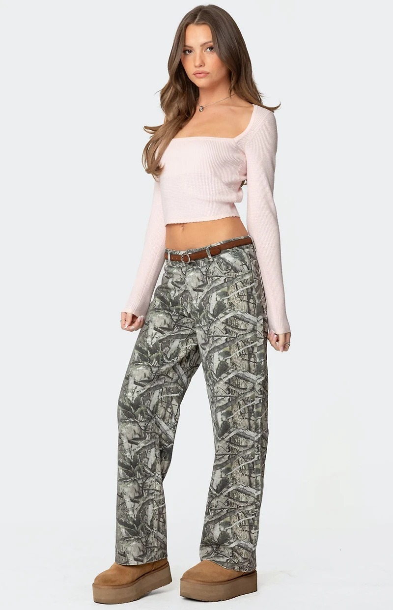 Edikted Square Neck Knit Top