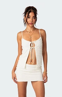 Edikted Alessia Tie Front Ruffled Top