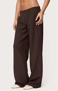 Edikted Kerie Pinstripe Low Rise Wide Leg Trousers