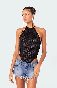 Edikted Sheer Lace Open Back Bodysuit